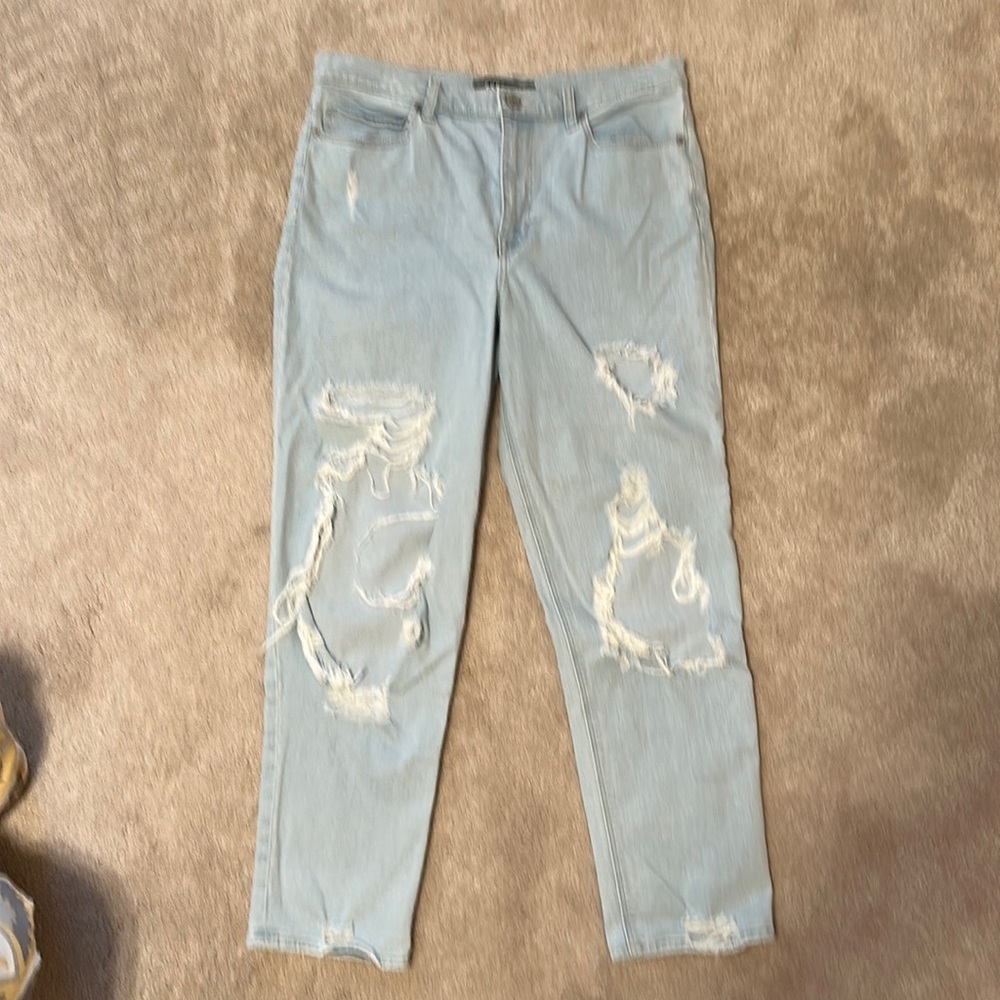 Express Girlfriend High-Rise jeans, large holes. Size 10